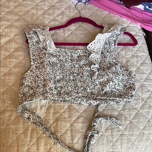 Floral Crop Top with Ruffle Details